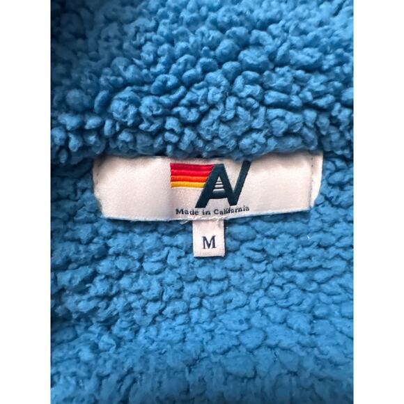 Aviator Nation TEDDY APRES HALF ZIP COLOR BLOCK JACKET - OCEAN Medium - Picture 4 of 8